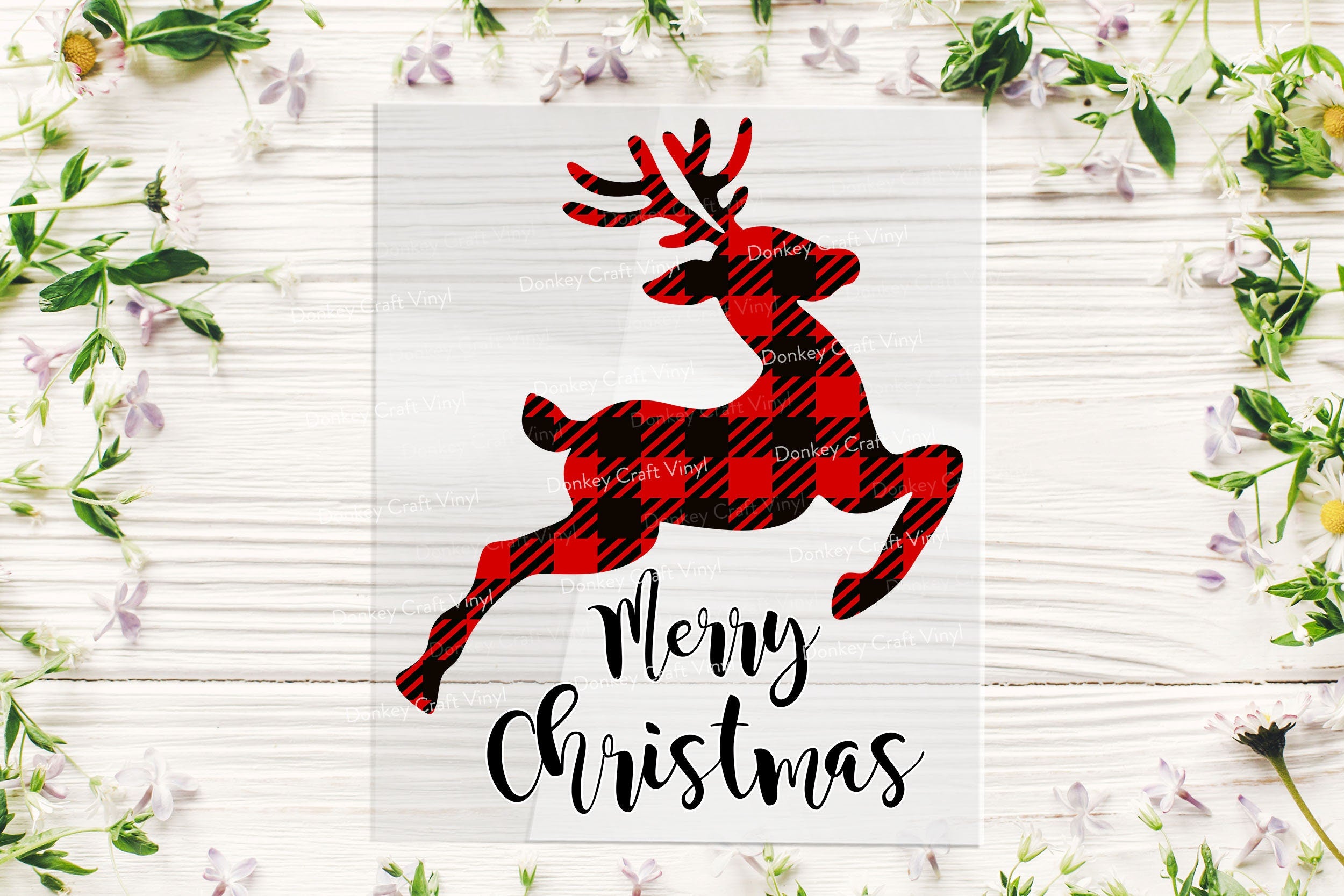 Merry Christmas Reindeer DTF Transfer for T-shirts, Hoodies, Heat Transfer, Ready To Press Heat Press Transfers DTF24