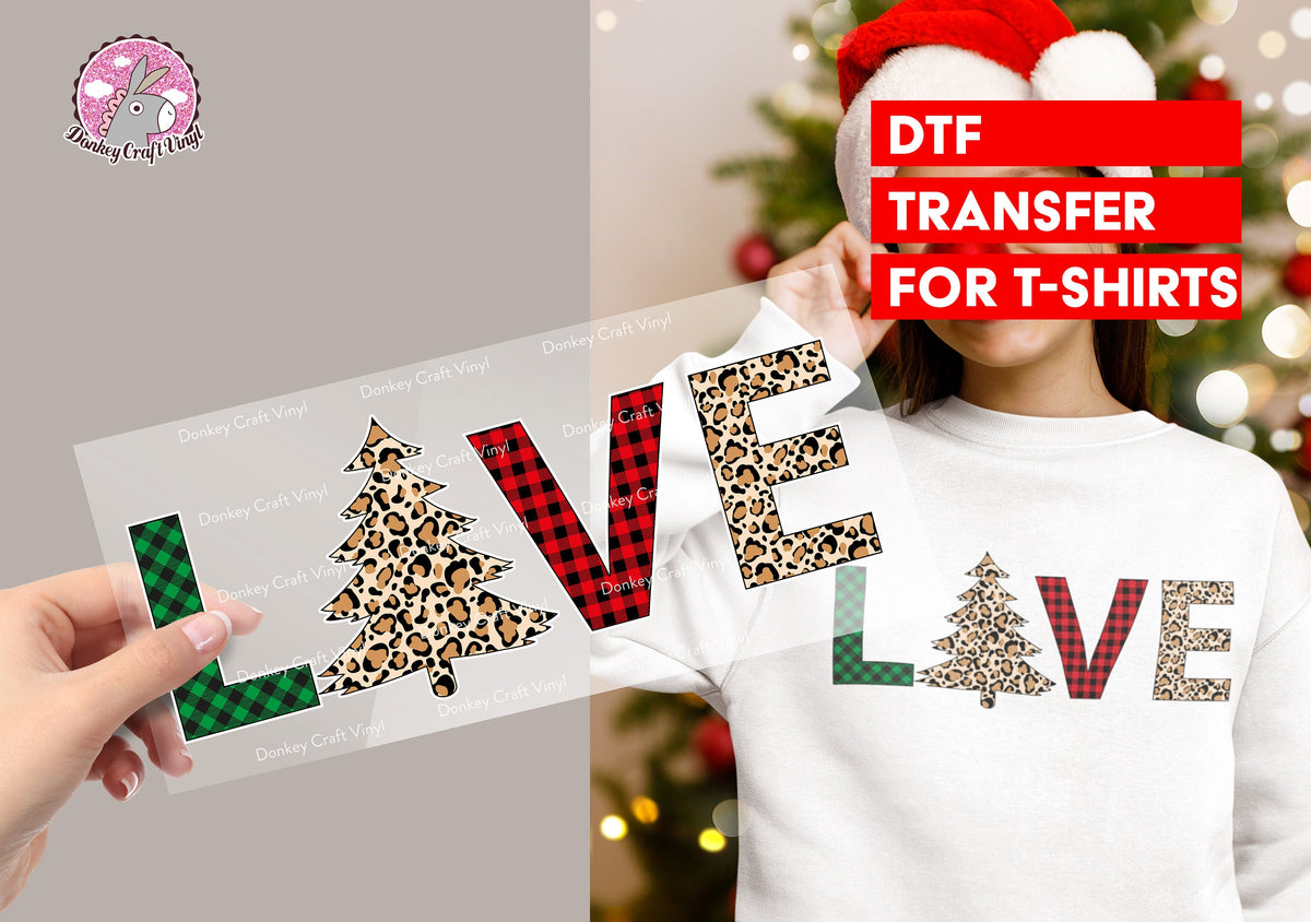 Love X-mas Tree DTF Transfer for T-shirts, Hoodies, Heat Transfer, Ready To Press Heat Press Transfers DTF25