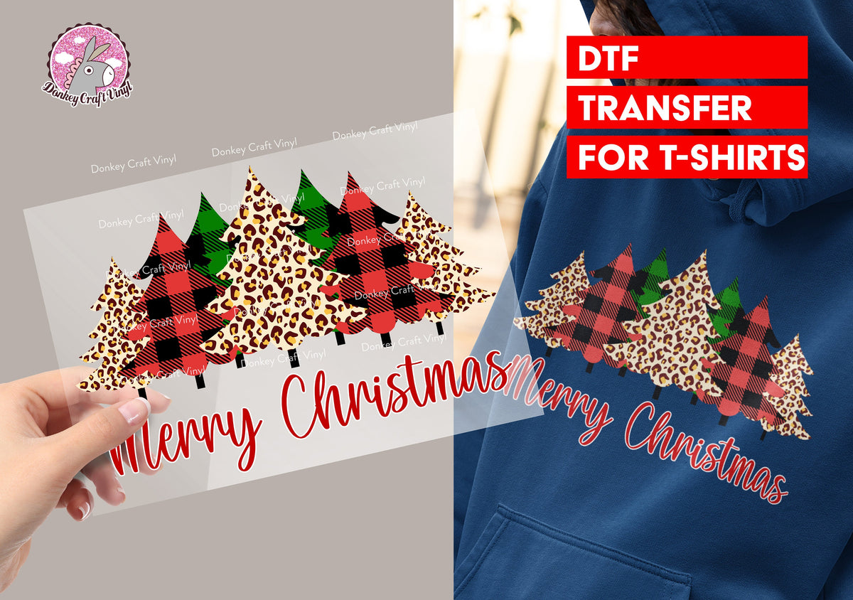 Merry Christmas Xmas Tree DTF Transfer for T-shirts, Hoodies, Heat Transfer, Ready For Press Heat Press Transfers DTF27