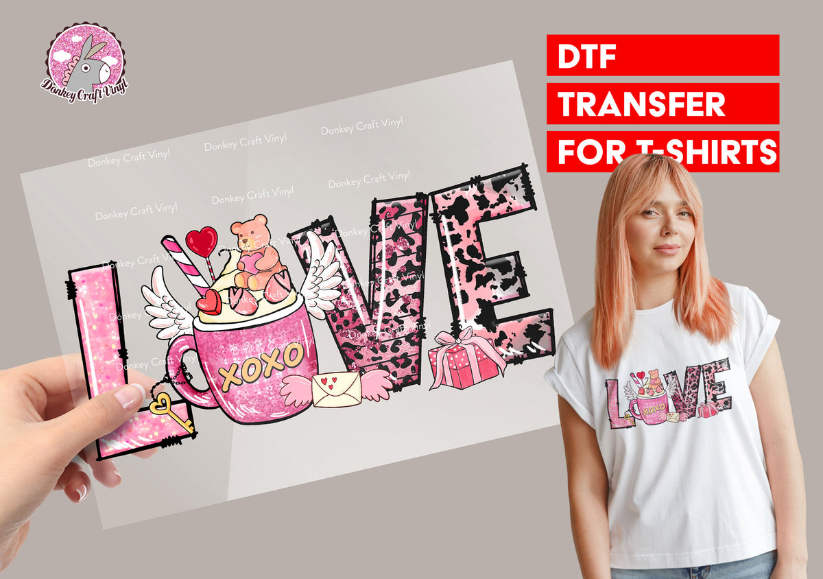 Valentines day coffee Love XOXO DTF Transfer for T-shirts, Hoodies, Heat Transfer, Ready for Press Heat Press Transfers DTF66_V