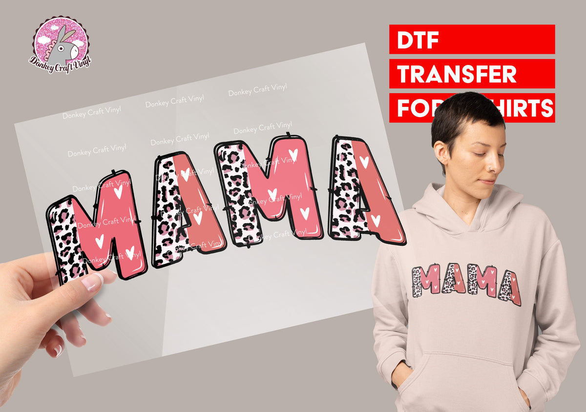 Leopard MAMA DTF Transfer for T-shirts, Hoodies, Heat Transfer, Ready for Press Heat Press Transfers DTF89