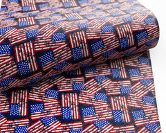 4th of July American Flag printed Faux Leather FL046