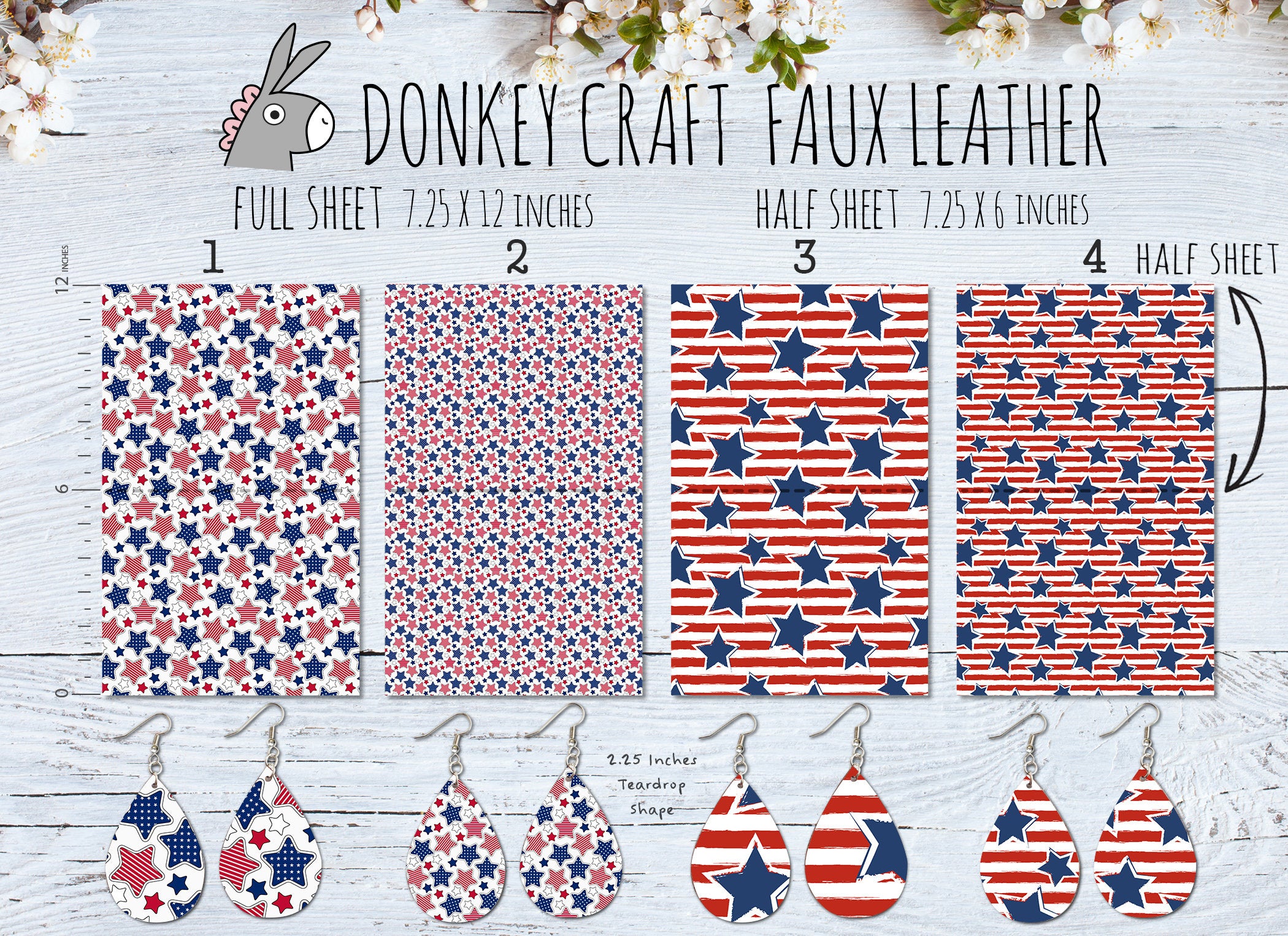 American Flag Patterned Faux Leather FL047