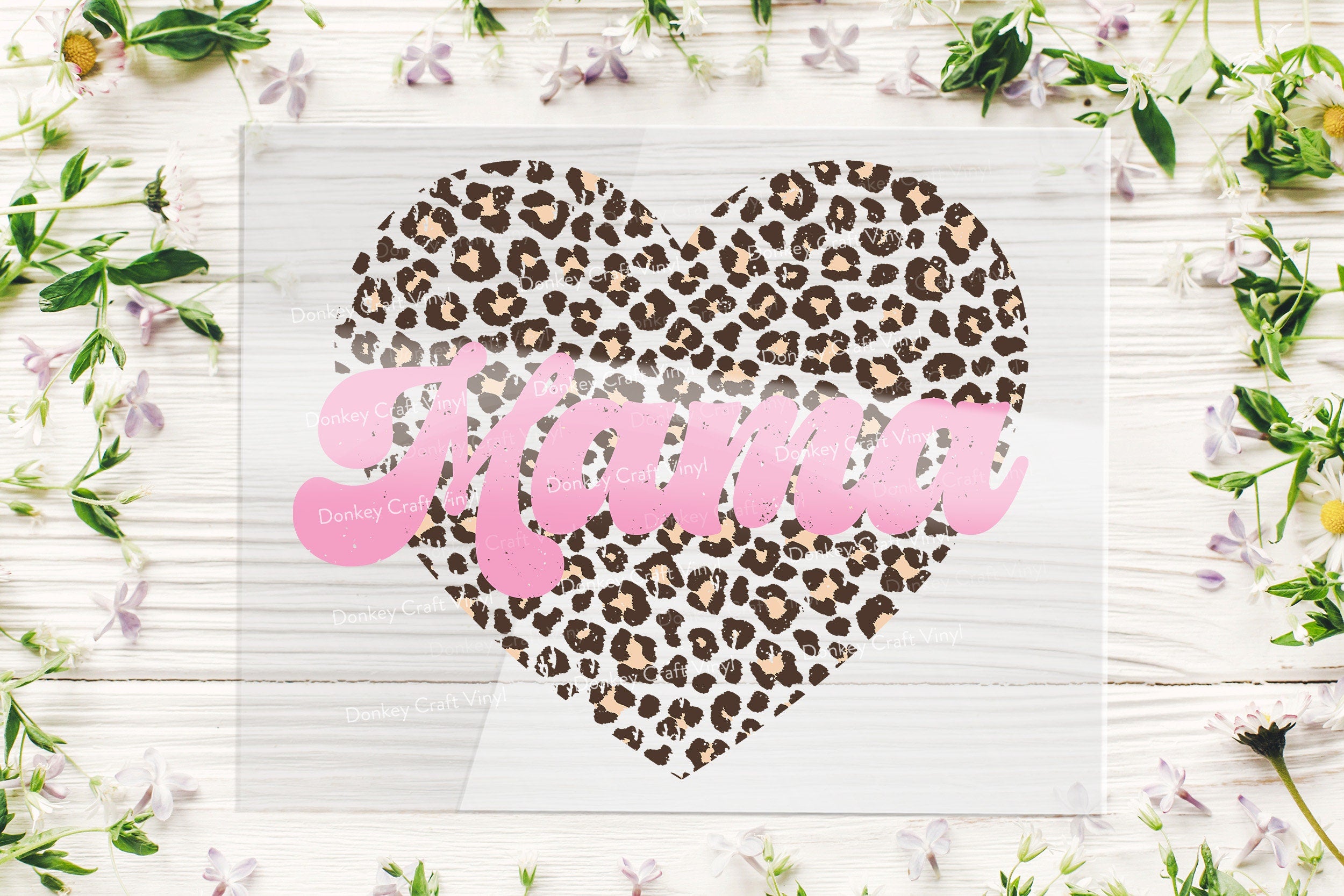 Mama Leopard Heart Transfer for T-shirts, Mom Gift, Hoodies, Heat Transfer, Ready for Press Heat Press Transfers DTF102